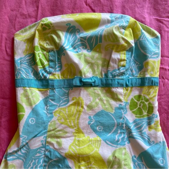 Vintage White Tag Lilly Pulitzer, “Clearwater” print strapless dress, size 0 - Picture 2 of 10